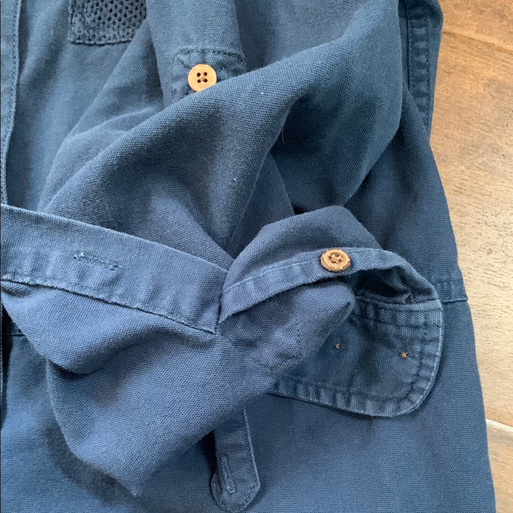 Lauren by Ralph Lauren Navy Blue Petite Roll Tab Button Up Classic Vintage Shirt - Picture 9 of 16